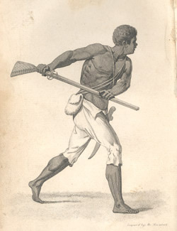 A sketched image of a Maroon Fighter in Jamaica