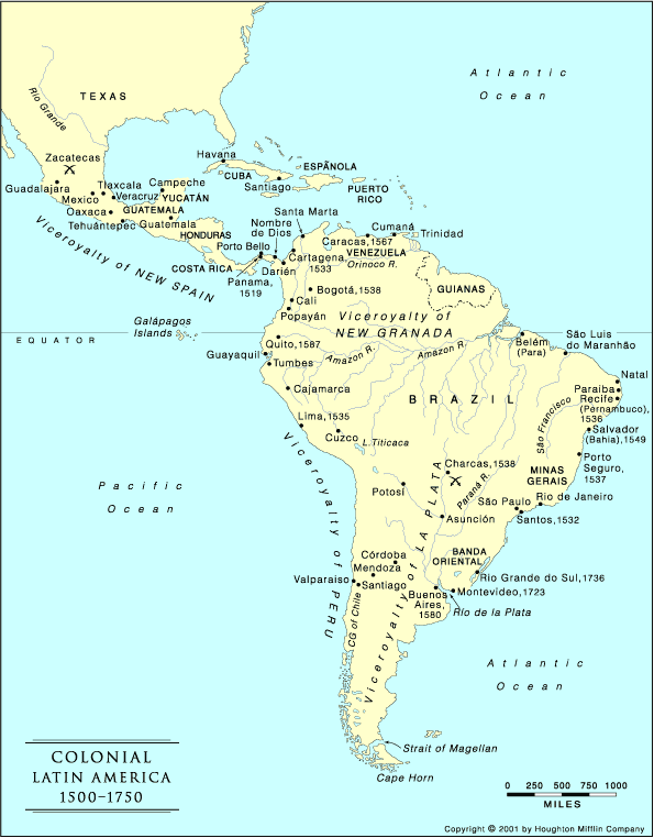 Colonial Latin America Map Map Quiz Study Guide: Colonial Latin America